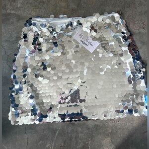 12th Tribe Pippa Silver disco mini skirt. NWT. size L.